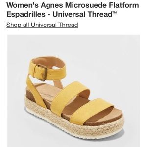 Yellow espadrille platform sandals